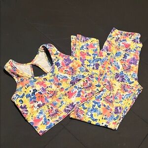 EUC matching Floral Sports Bra and Leggings Set